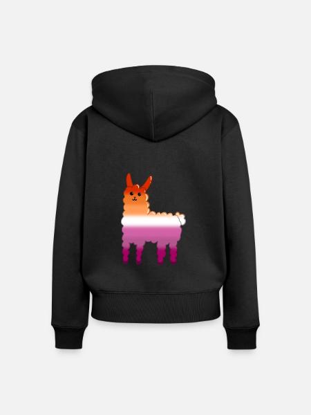 Lama Lesbe - Frauen Premium Bio Zip Hoodie - Schwarz