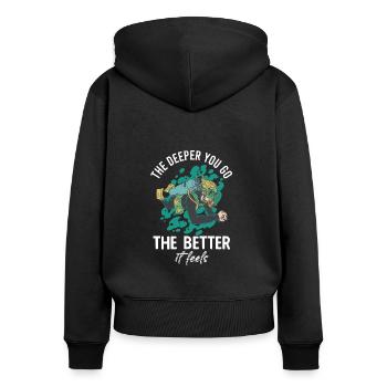 Tauchen Diving Taucherbrille Meer Sporttaucher - Frauen Premium Bio Zip Hoodie - Schwarz - Hinten - Julia (174cm)