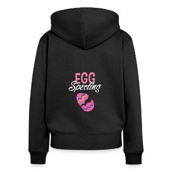 Fröhliches Ei-Specktakel für werdende Eltern - Frauen Premium Bio Zip Hoodie - Schwarz - Hinten - Julia (174cm)