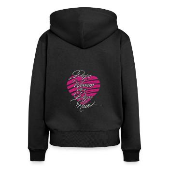 Femme forte au cœur fort - Sweat à capuche zippé Premium bio Femme - noir - Dos - Julia (174cm)