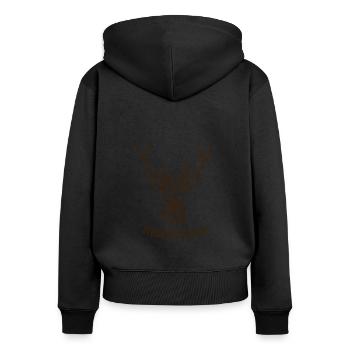 Dividendenjäger Dividende Investor Hirsch - Frauen Premium Bio Zip Hoodie - Schwarz - Hinten - Julia (174cm)
