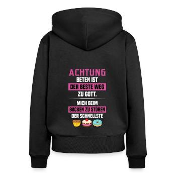 Backwarenverkäuferin Gebäck Konditorei Konditorin - Frauen Premium Bio Zip Hoodie - Schwarz - Hinten - Julia (174cm)