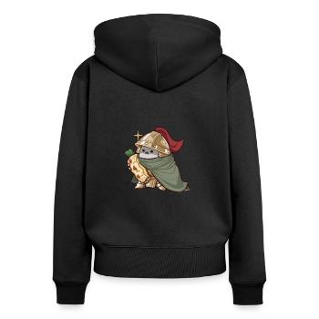 Ritter - Frauen Premium Bio Zip Hoodie - Schwarz - Hinten - Julia (174cm)