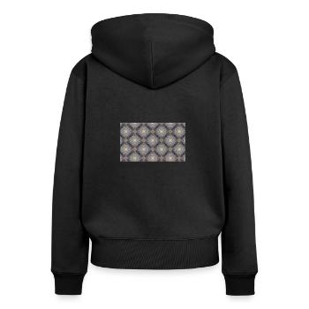 Naturmuster Skagen-Flora - Frauen Premium Bio Zip Hoodie - Schwarz - Hinten - Julia (174cm)