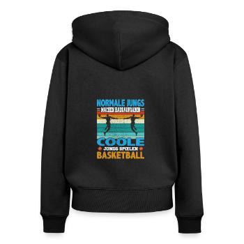 Basketball Dunking Spieler Korbleger Spruch - Frauen Premium Bio Zip Hoodie - Schwarz - Hinten - Julia (174cm)