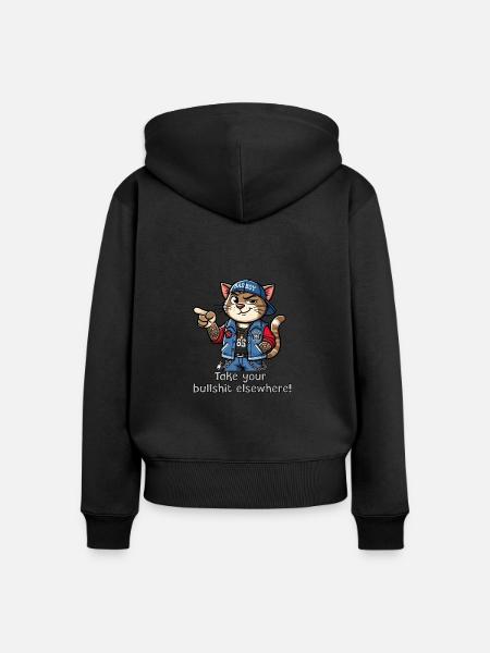 Bring deinen Bullshit woanders hin! - Frauen Premium Bio Zip Hoodie - Schwarz