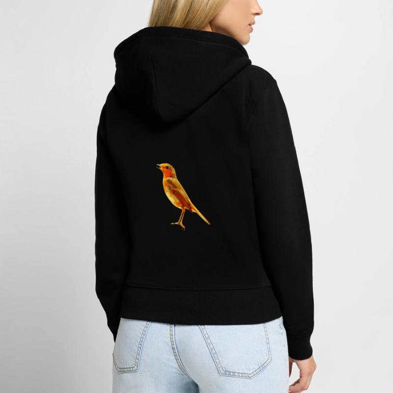 Rotkehlchen singend Frauen Premium Bio Zip Hoodie