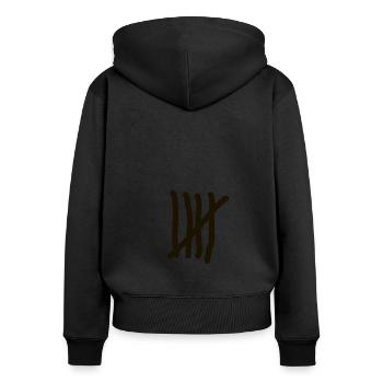 five - Women's Premium Organic Zip Hoodie - black - Back - Julia (174cm)