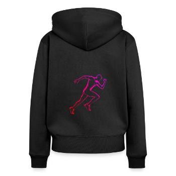Jogging Running Fitness Course Jogging Homme - Sweat à capuche zippé Premium bio Femme - noir - Dos - Julia (174cm)