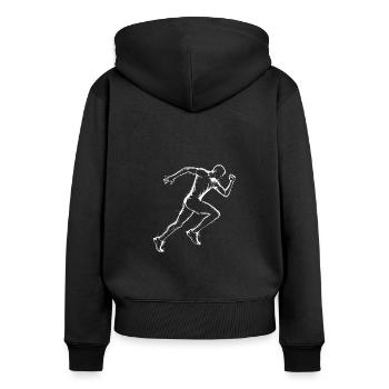 Homme Course Fitness Course Jogging Course à pied - Sweat à capuche zippé Premium bio Femme - noir - Dos - Julia (174cm)