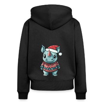 Bande dessinée de Noël Rhino - Sweat à capuche zippé Premium bio Femme - noir - Dos - Julia (174cm)