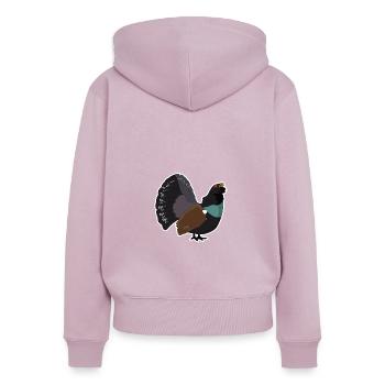 Auerhahn Motiv Wald Hahn - Frauen Premium Bio Zip Hoodie - Altrosa - Hinten - Julia (174cm)