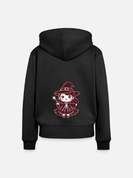 Chibi-Hexe - Frauen Premium Bio Zip Hoodie - Schwarz