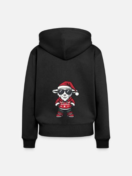 Ziege Weihnachten X-Mas - Frauen Premium Bio Zip Hoodie - Schwarz