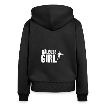 râleuse girl - Sweat à capuche zippé Premium bio Femme - noir - Dos - Julia (174cm)