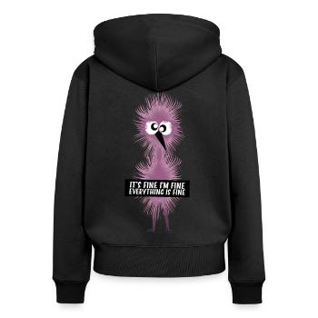 Its Fine Im Fine - Flamingo Baby Quote - Women's Premium Organic Zip Hoodie - black - Back - Julia (174cm)