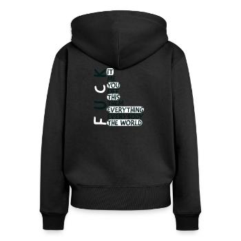 Fick-Liste - Frauen Premium Bio Zip Hoodie - Schwarz - Hinten - Julia (174cm)