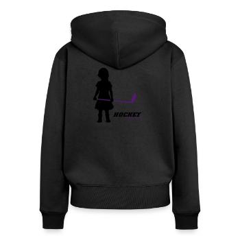 Hockey Girl I - Frauen Premium Bio Zip Hoodie - Schwarz - Hinten - Julia (174cm)