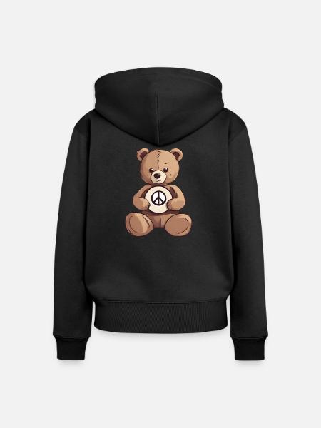 Teddybär - Frauen Premium Bio Zip Hoodie - Schwarz