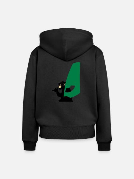 windsurfer monkey - Frauen Premium Bio Zip Hoodie - Schwarz