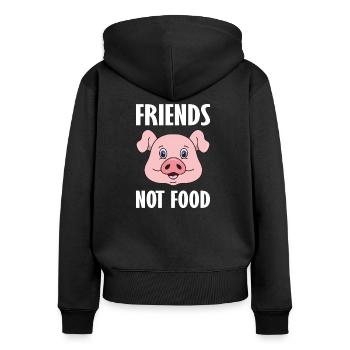 Végétarien végétarien végétarien - Sweat à capuche zippé Premium bio Femme - noir - Dos - Julia (174cm)