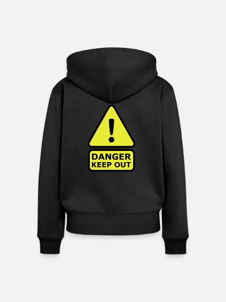 Danger Keep Out - Frauen Premium Bio Zip Hoodie - Schwarz