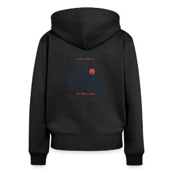 Kastenwagen Shirt - Echte Frauen - Frauen Premium Bio Zip Hoodie - Schwarz - Hinten - Julia (174cm)