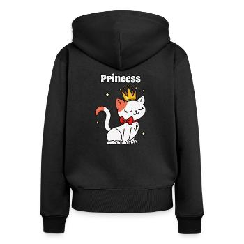 Princess - Frauen Premium Bio Zip Hoodie - Schwarz - Hinten - Julia (174cm)