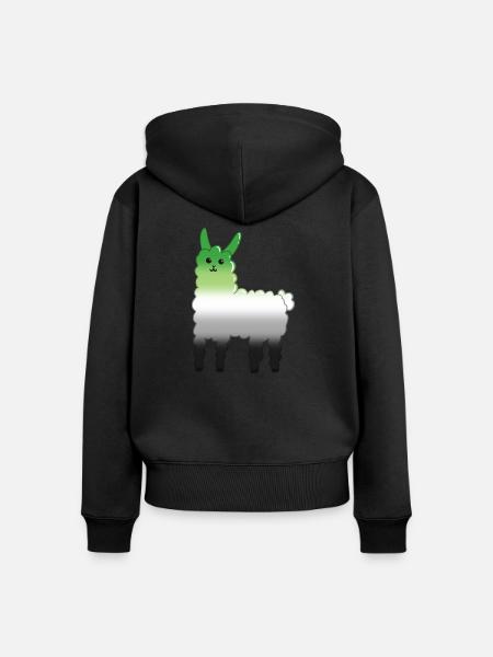 Lama Aro - Frauen Premium Bio Zip Hoodie - Schwarz