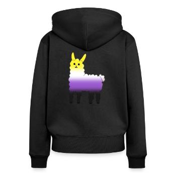 Llama Non binaire - Sweat à capuche zippé Premium bio Femme - noir - Dos - Julia (174cm)