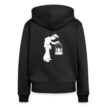 Dago dans " La cage aux fous " - Sweat à capuche zippé Premium bio Femme - noir - Dos - Julia (174cm)