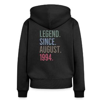 Legende seit August 1994 - Frauen Premium Bio Zip Hoodie - Schwarz - Hinten - Julia (174cm)