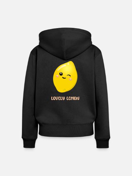 Liebevolle Zitrone - Frauen Premium Bio Zip Hoodie - Schwarz