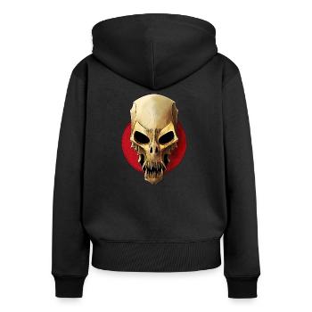 Illustration terrifiante d’un crâne de vampire - Sweat à capuche zippé Premium bio Femme - noir - Dos - Julia (174cm)