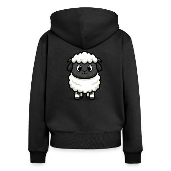 Süßes Lamm - Frauen Premium Bio Zip Hoodie - Schwarz - Hinten - Julia (174cm)