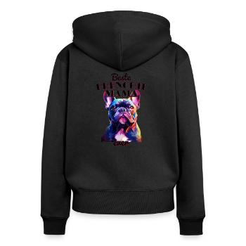 Beste Frenchie Mama Ever - Französische Bulldogge - Frauen Premium Bio Zip Hoodie - Schwarz - Hinten - Julia (174cm)