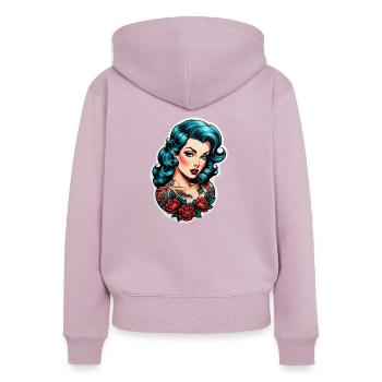 Rockabilly / Pin-up / 50s - Women's Premium Organic Zip Hoodie - dusky pink - Back - Julia (174cm)