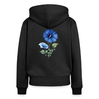 Gloire du matin - Sweat à capuche zippé Premium bio Femme - noir - Dos - Julia (174cm)