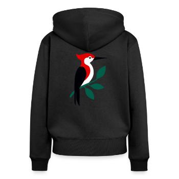 Specht - Frauen Premium Bio Zip Hoodie - Schwarz - Hinten - Julia (174cm)