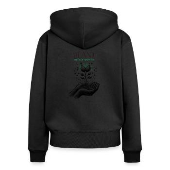 Samen der Güte pflanzen - Frauen Premium Bio Zip Hoodie - Schwarz - Hinten - Julia (174cm)