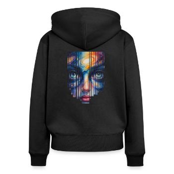 Kosmisches Porträt in leuchtenden Farben - Frauen Premium Bio Zip Hoodie - Schwarz - Hinten - Julia (174cm)