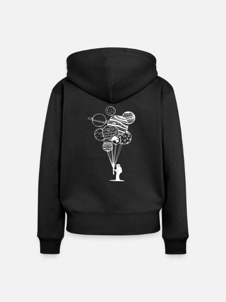 astronaut luftballons - Frauen Premium Bio Zip Hoodie - Schwarz