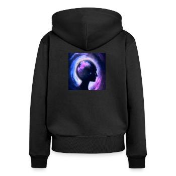 5b - Sweat à capuche zippé Premium bio Femme - noir - Dos - Julia (174cm)