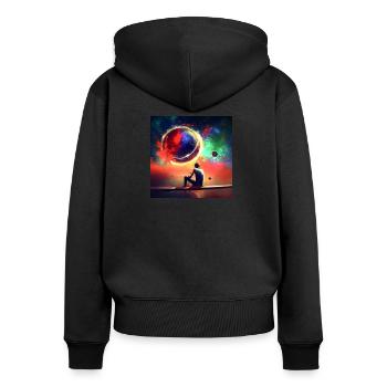 3b - Sweat à capuche zippé Premium bio Femme - noir - Dos - Julia (174cm)