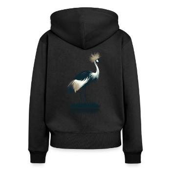 Grue couronnée - Sweat à capuche zippé Premium bio Femme - noir - Dos - Julia (174cm)