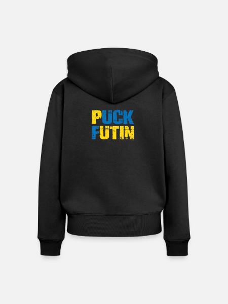 puck futin - Frauen Premium Bio Zip Hoodie - Schwarz