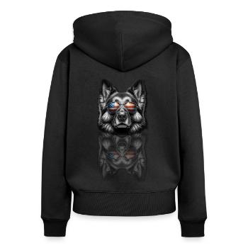 Deutscher Schäferhund Liebhaber Deutscher Schäferhund GSD - Frauen Premium Bio Zip Hoodie - Schwarz - Hinten - Julia (174cm)