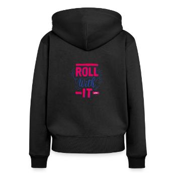 sookie roule avec ça 02 - Sweat à capuche zippé Premium bio Femme - noir - Dos - Julia (174cm)