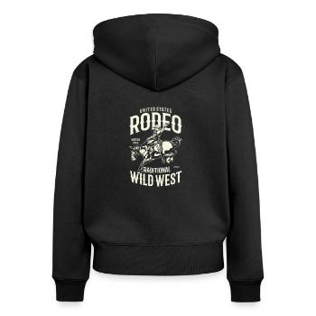Rodeo - Sweat à capuche zippé Premium bio Femme - noir - Dos - Julia (174cm)