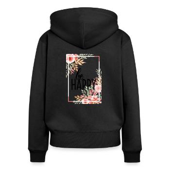 ÊTRE HEUREUX - Sweat à capuche zippé Premium bio Femme - noir - Dos - Julia (174cm)